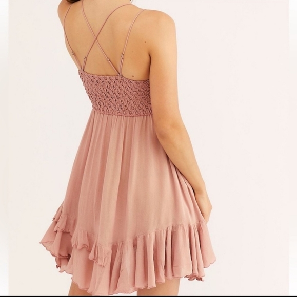 NWT!! Free People Adella Slip Dress in Rose - Picture 4 of 7